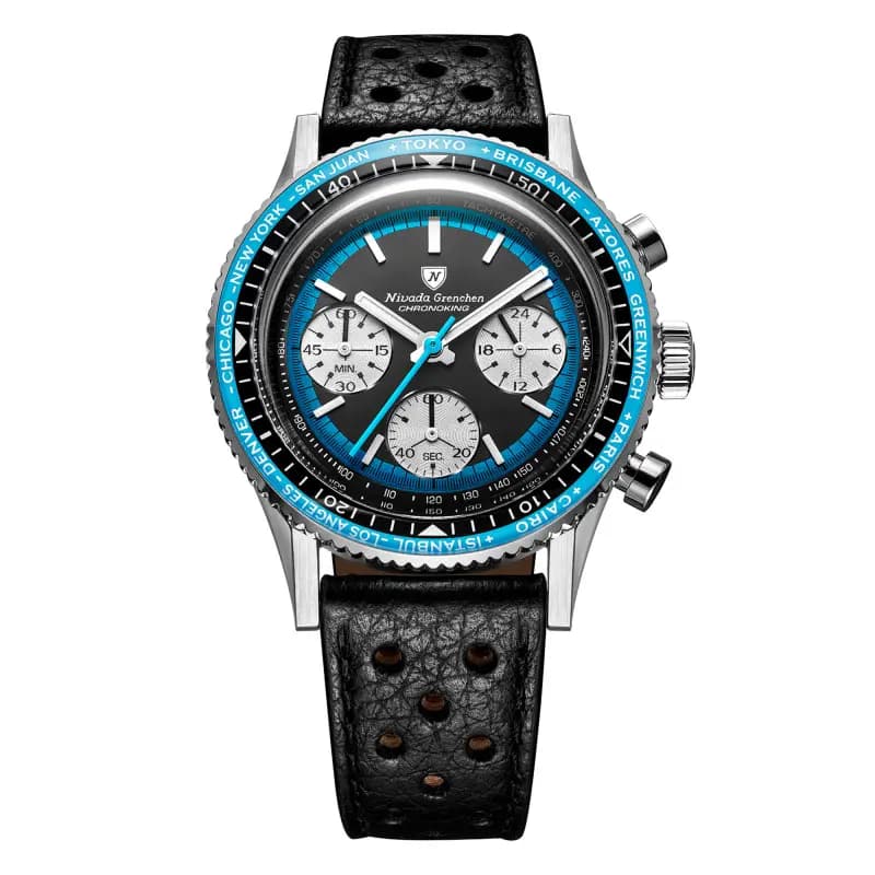 Nivada Grenchen Montre Chronoking Racing Blue 87053Q - Lunettes interchangeables