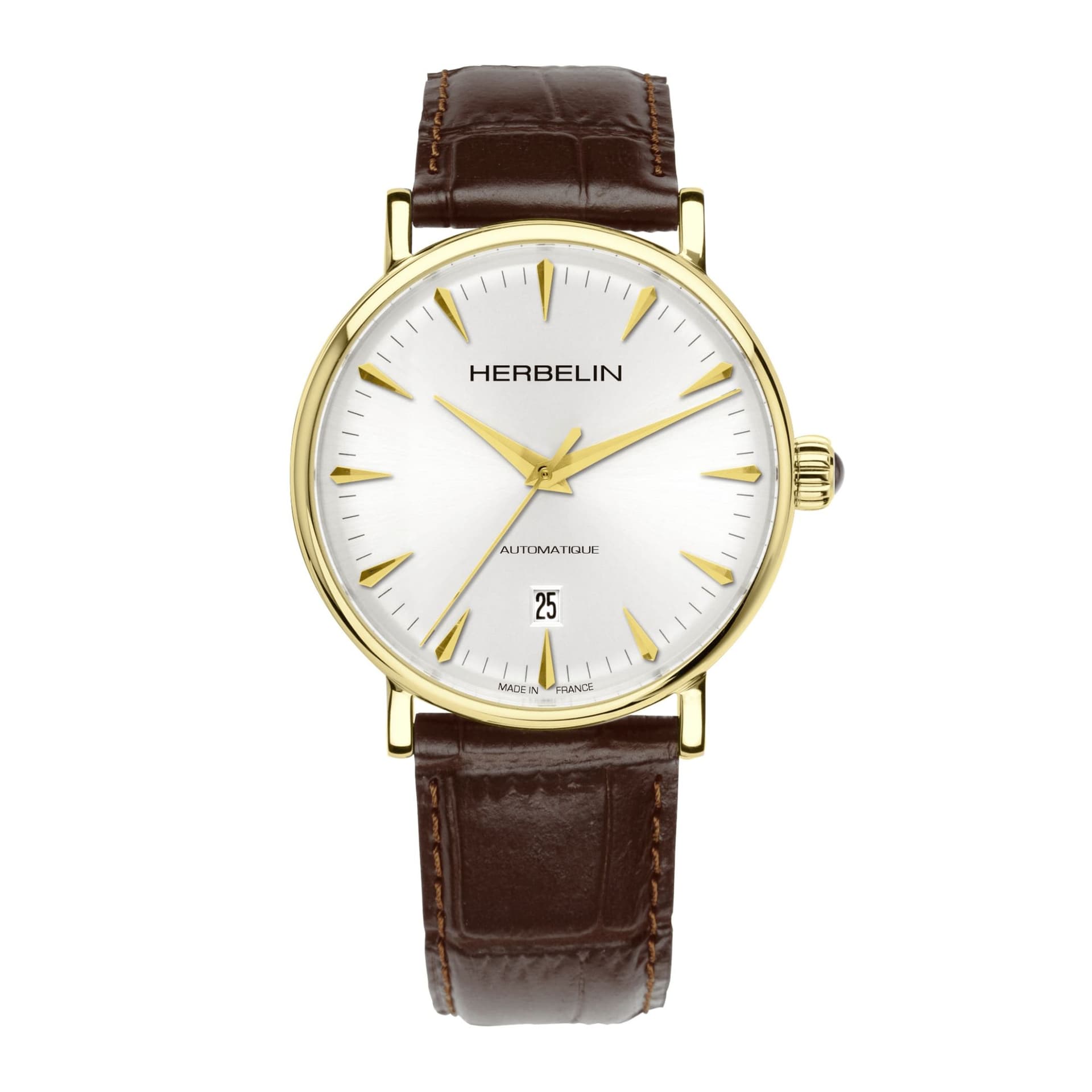 Michel Herbelin Montre Herbelin Inspiration Automatique Cadran Argent Bracelet Cuir - 1647P11MA