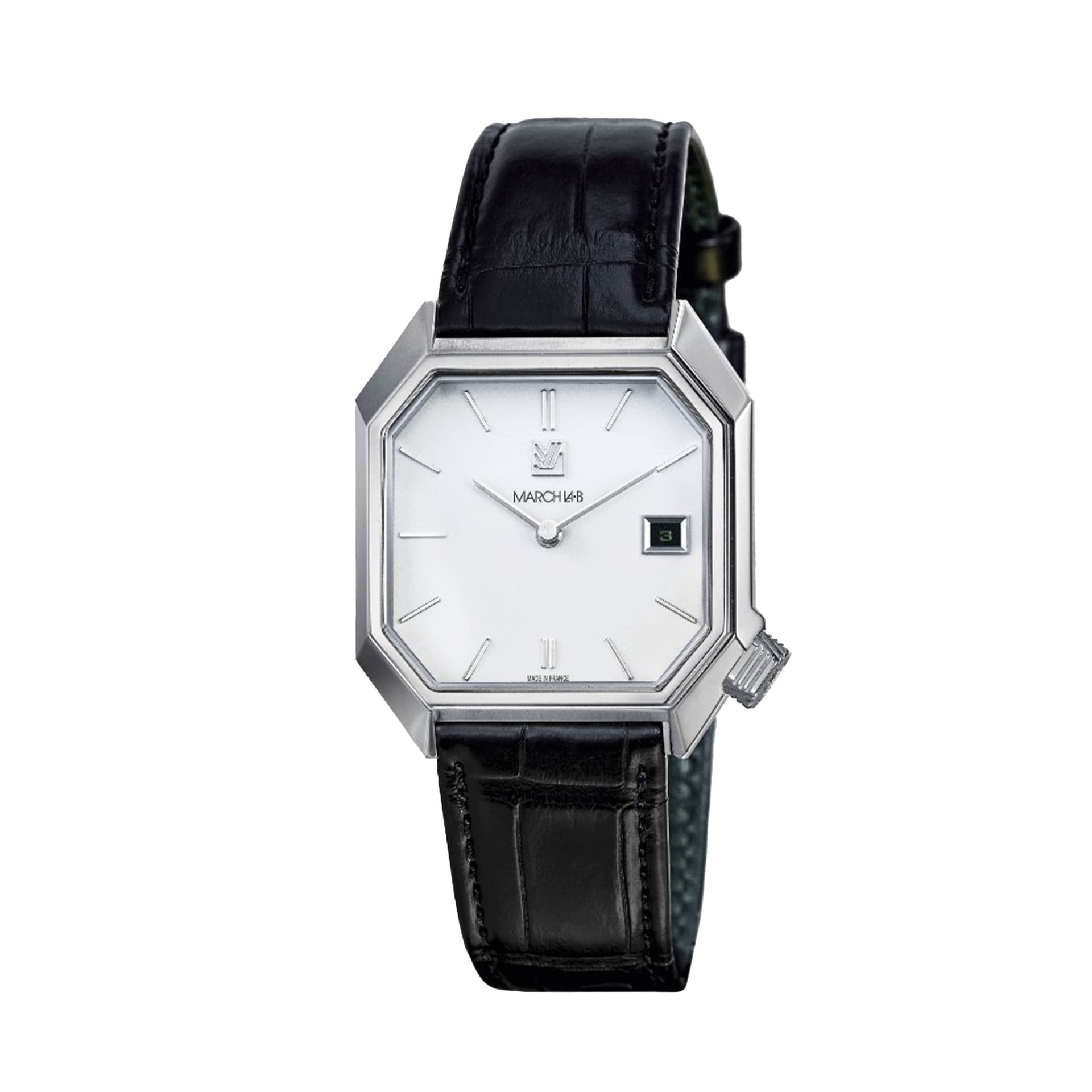 March LA.B Mansart Automatique - White Date - Alligator Noir