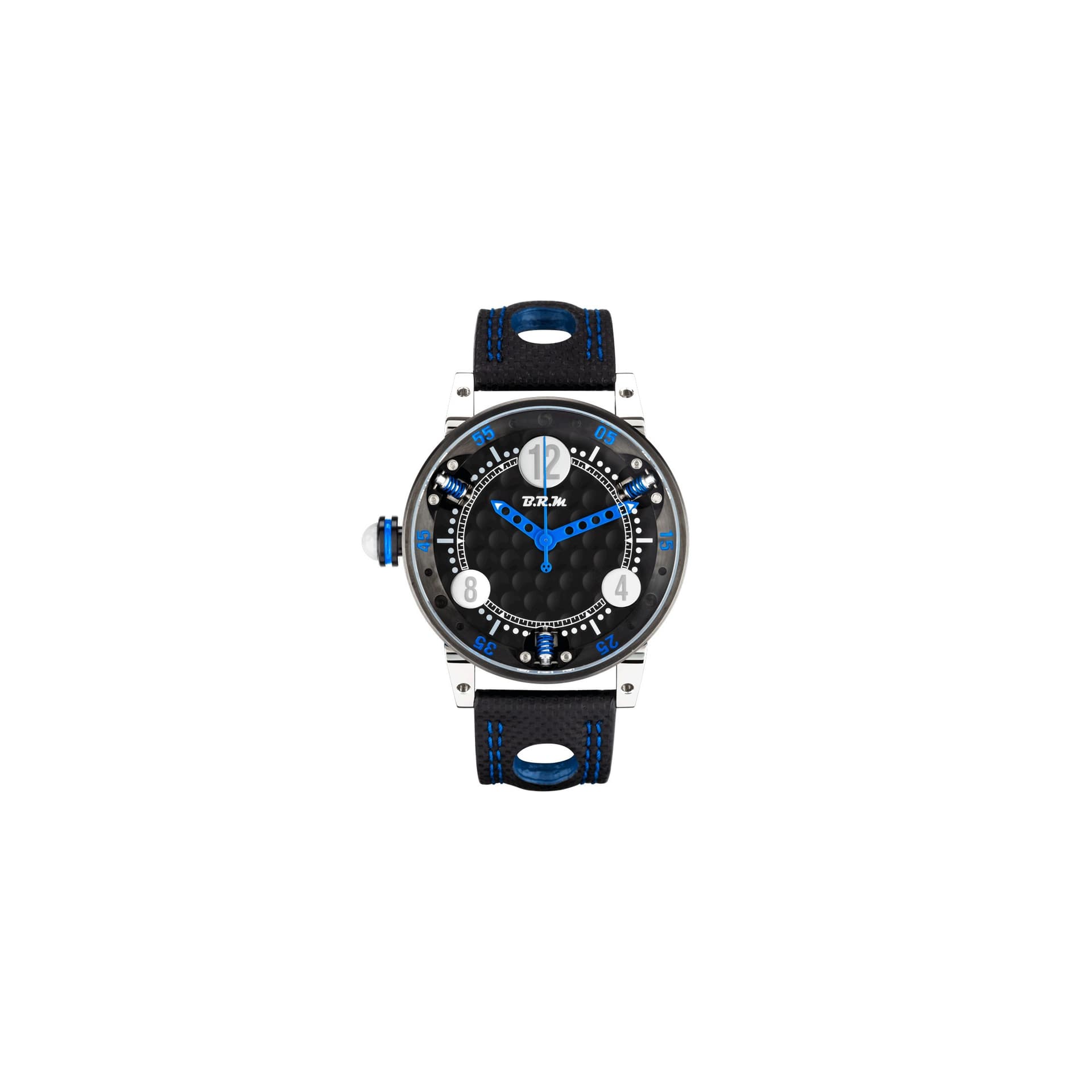 B.R.M Montre BRM GF6 automatique inox traité PVD noir aiguilles bleues 44 mm