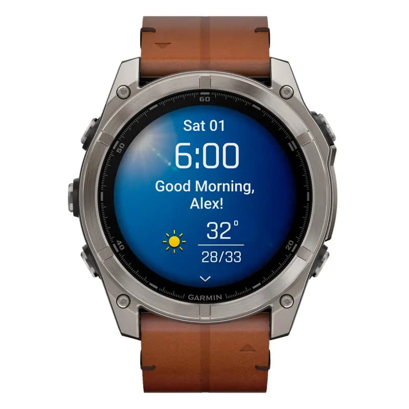 Garmin Montre Garmin Fenix 8 51mm AMOLED Sapphire Titane Bracelet Cuir + Silicone