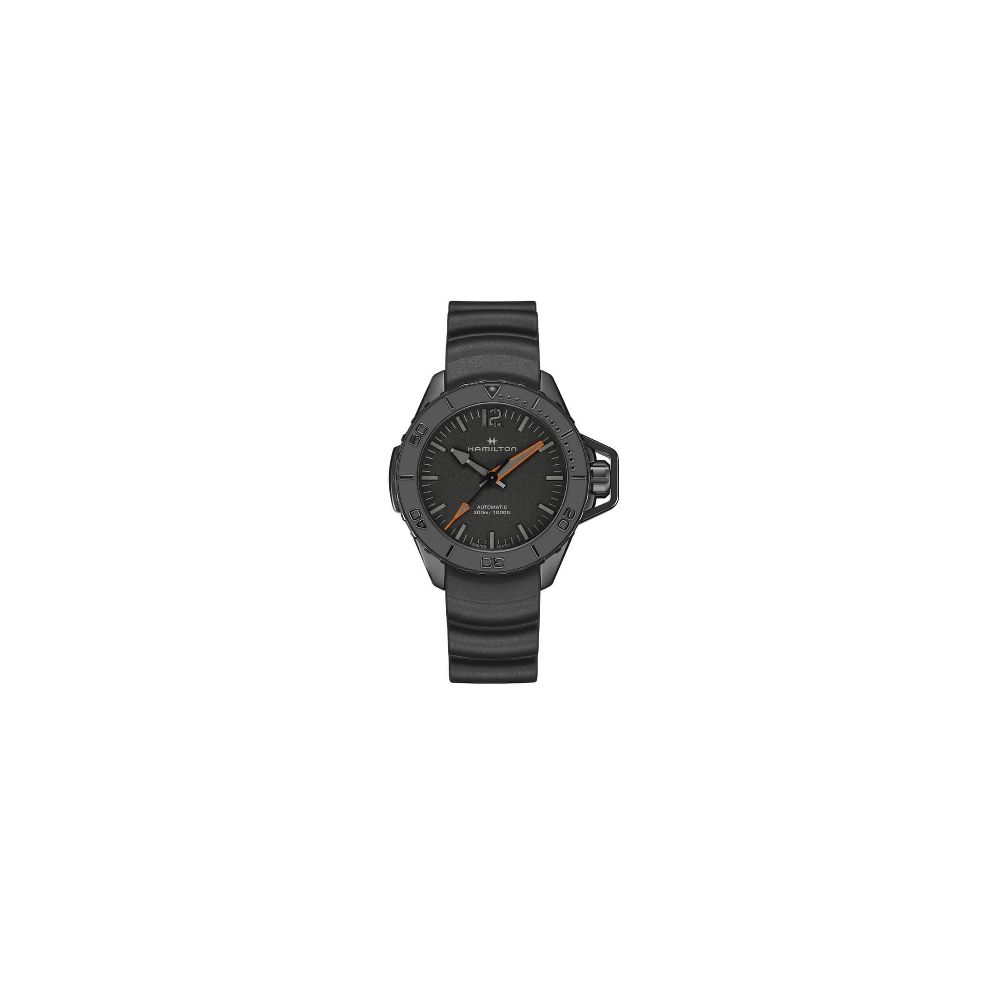 Hamilton Montre Hamilton Khaki Navy Frogman PVD Noir automatique cadran noir bracelet caoutchouc noir 46 mm