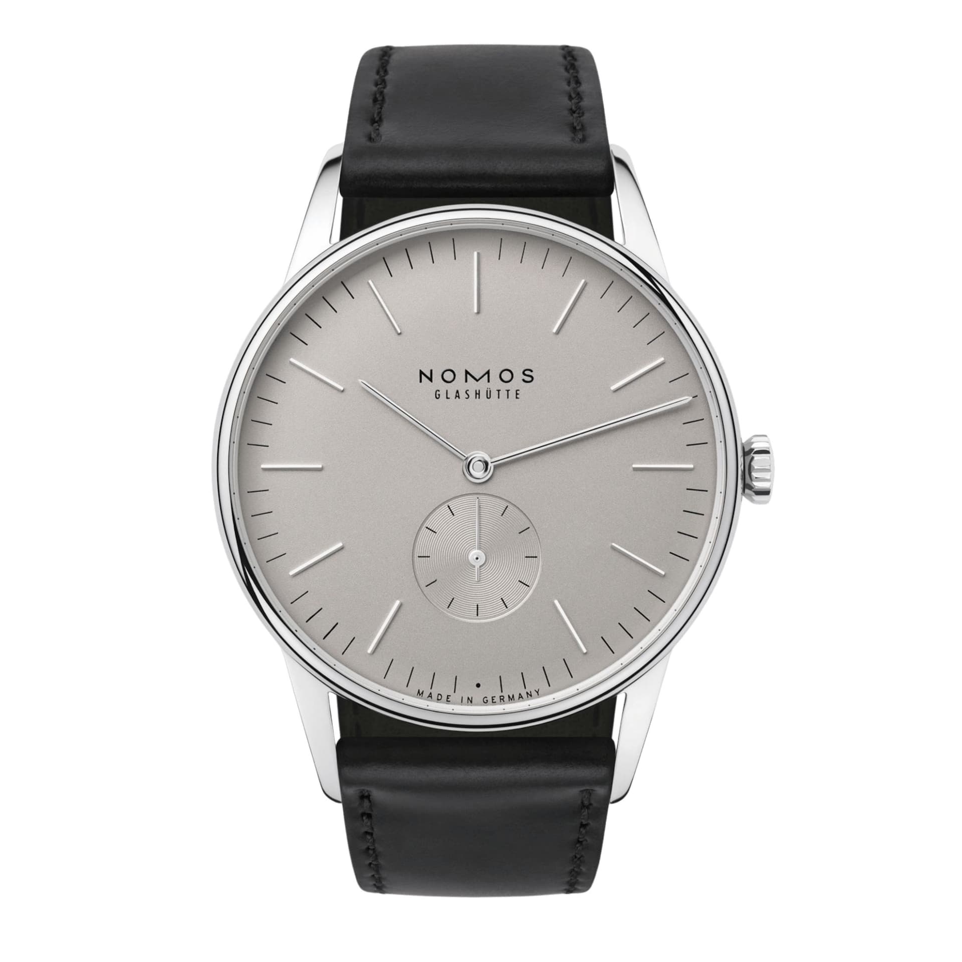 Nomos Montre NOMOS Orion 38 Grise mécanique fond saphir cadran gris bracelet cuir noir 38 mm