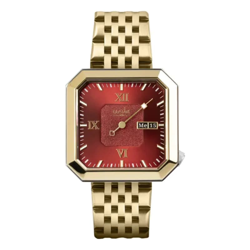 Gustave & Cie Montre 12H Marie Argent/Or & Grenat Acier Or 34mm