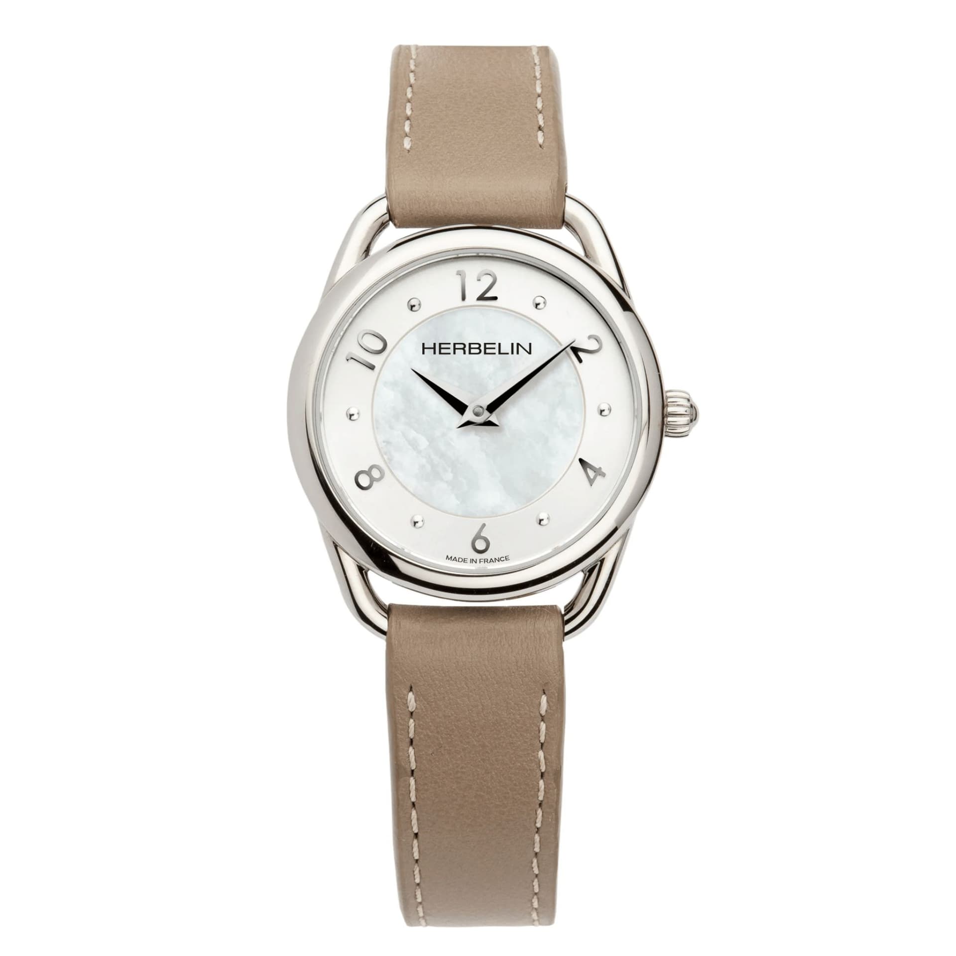 Michel Herbelin Montre Michel Herbelin Equinoxe quartz cadran nacre bracelet cuir taupe 28 mm