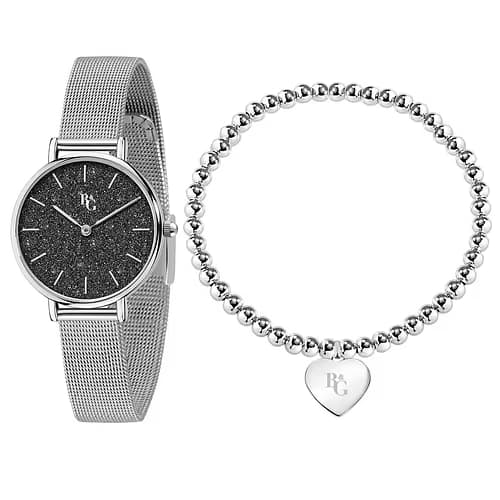 B&G Coffret B&G PREPPY Montre Femme en Métal Gris et Bracelet