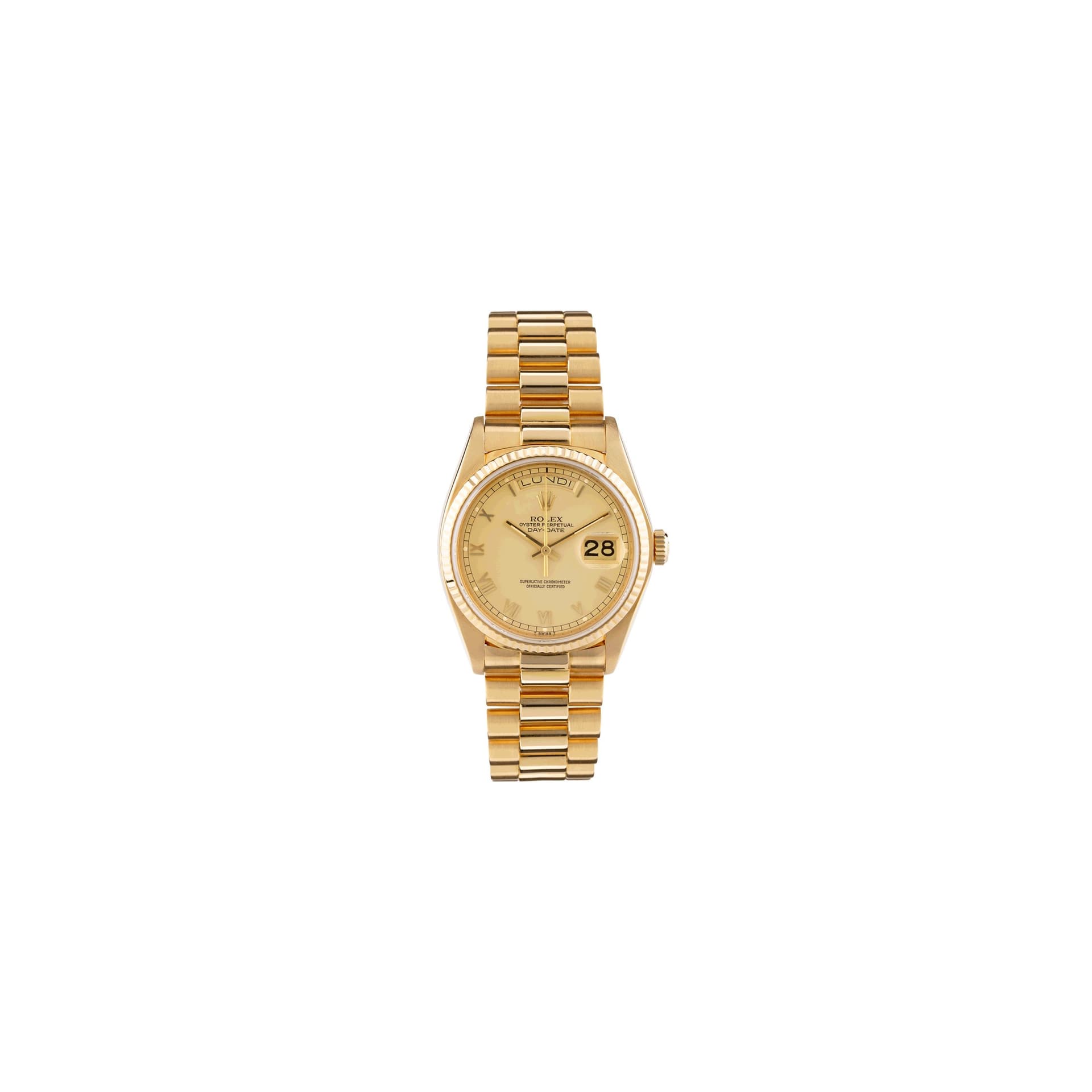 Rolex Montre Rolex Day-Date or jaune 750 millièmes 1980 Ref.18038