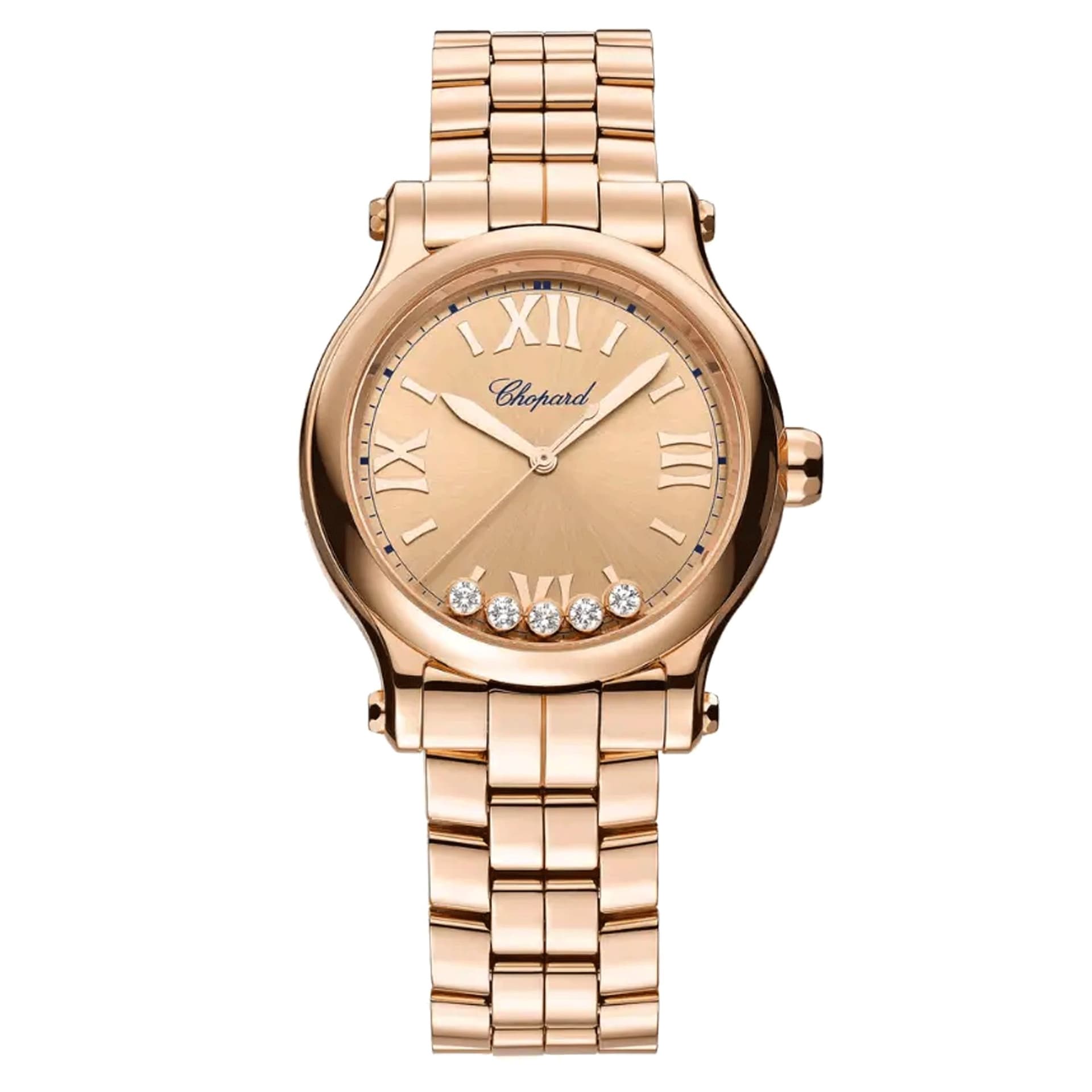 Chopard Montre Chopard Happy Sport Or Rose automatique cadran doré bracelet or rose 33 mm