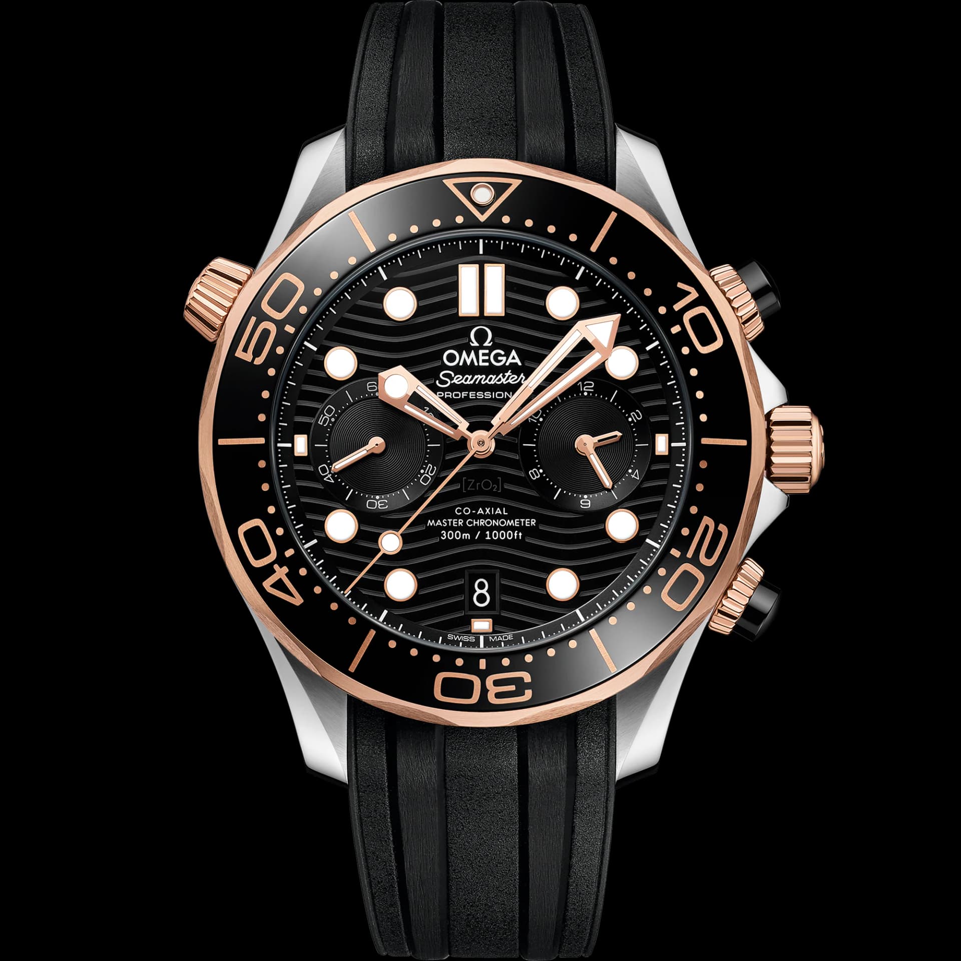 Omega Seamaster 44 mm, acier - or « Sedna™ » sur bracelet caoutchouc