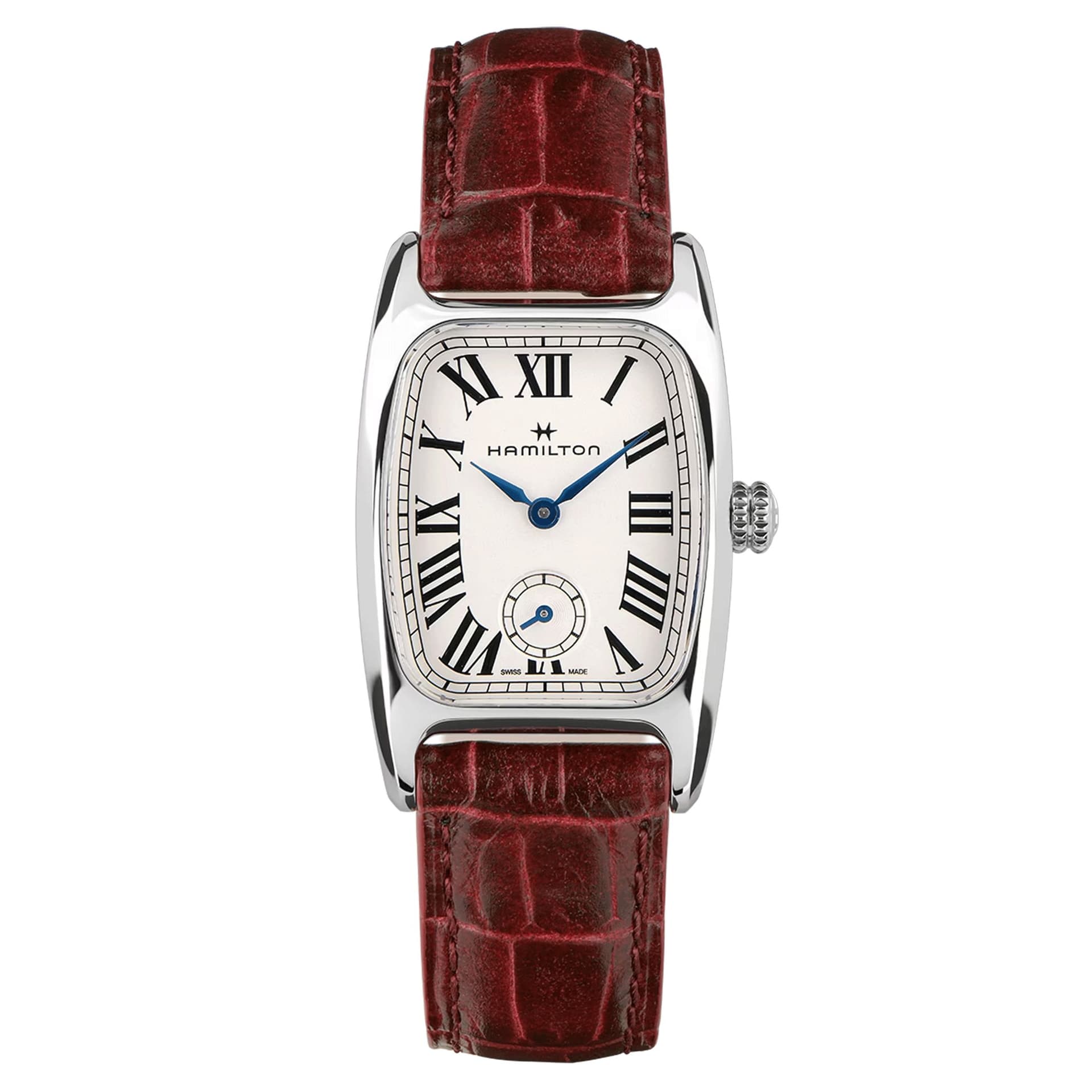 Hamilton Montre Hamilton American Classic Boulton Small Second M quartz cadran blanc bracelet cuir vachette brun 23,5 x 27,4 mm