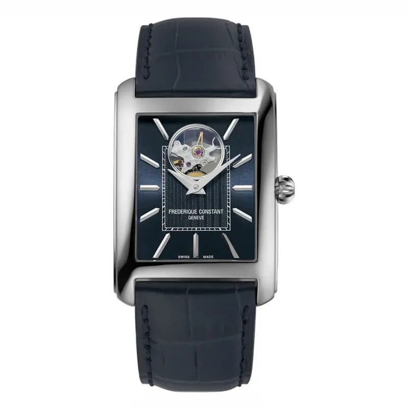 Frédérique Constant Montre Frédérique Constant Classics Carrée Heart Beat Automatique Automatique Cadran Bleu foncé Bracelet Cuir - FC-311N4C26