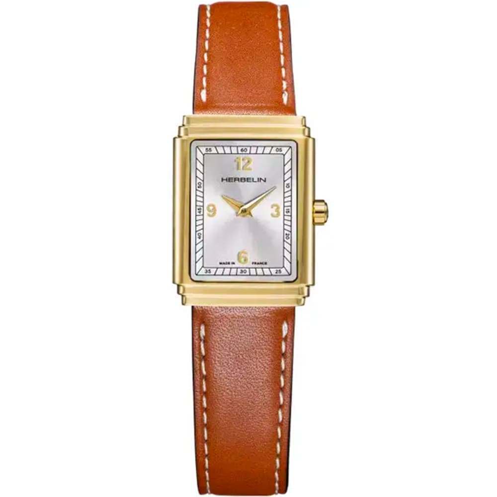 Michel Herbelin Montre Herbelin Collection Art Déco en Cuir Marron
