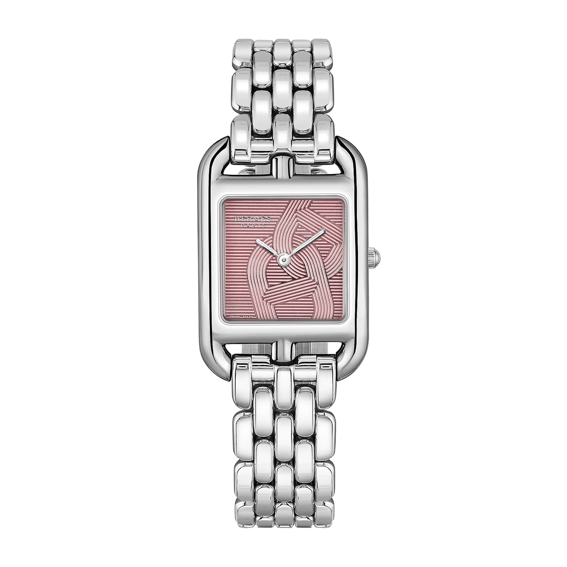 Hermès Montre HERMÈS Cape Cod Petit Modèle quartz cadran rose bracelet acier 31 mm