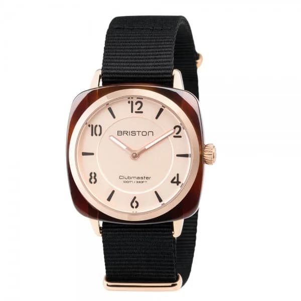 Briston Montre Briston Clubmaster Chic Acétate Gold Cadran Champagne Rosé