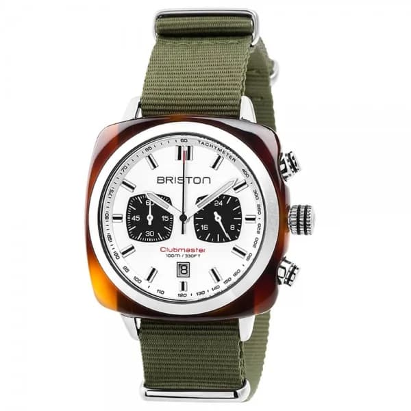 Briston Montre Briston Clubmaster Sport Acétate Bracelet Nato Vert Militaire