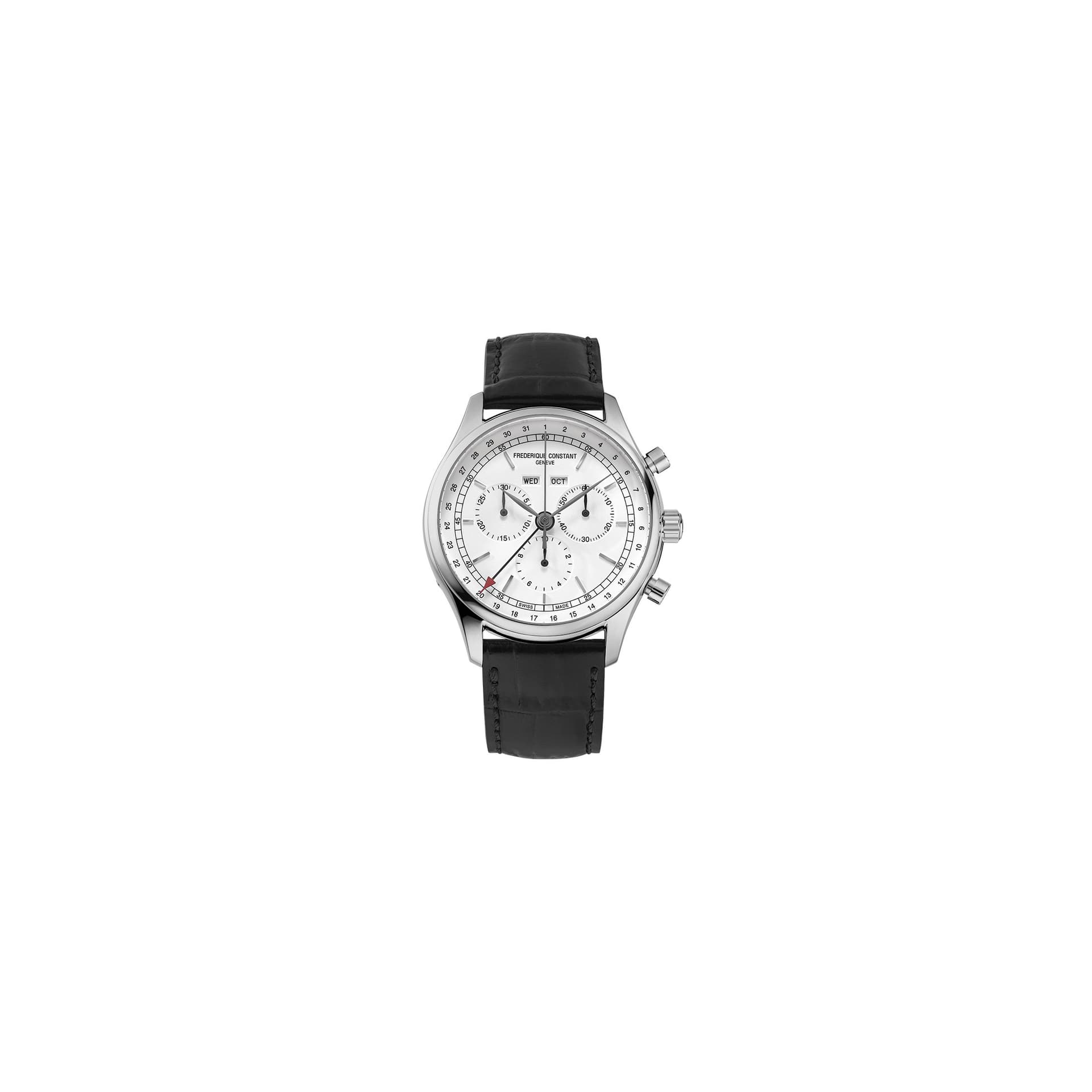 Frédérique Constant Montre Frédérique Constant Classics Quartz Chronographe Triple calendrier cadran blanc bracelet cuir 40 mm