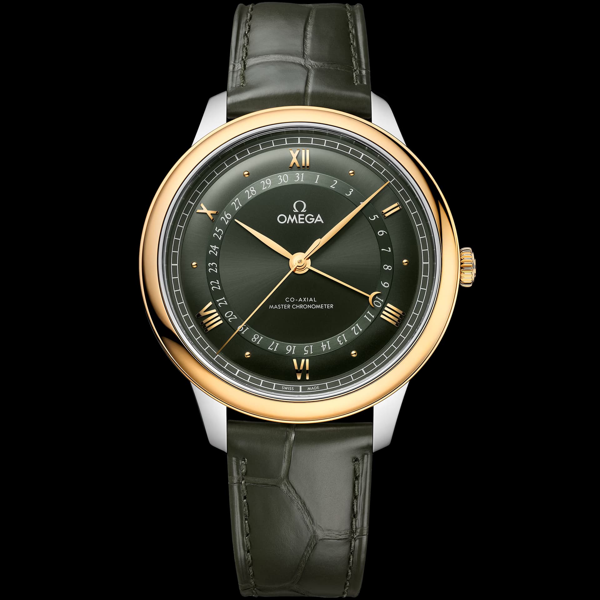 Omega De Ville 42 mm, acier - or jaune sur alligator