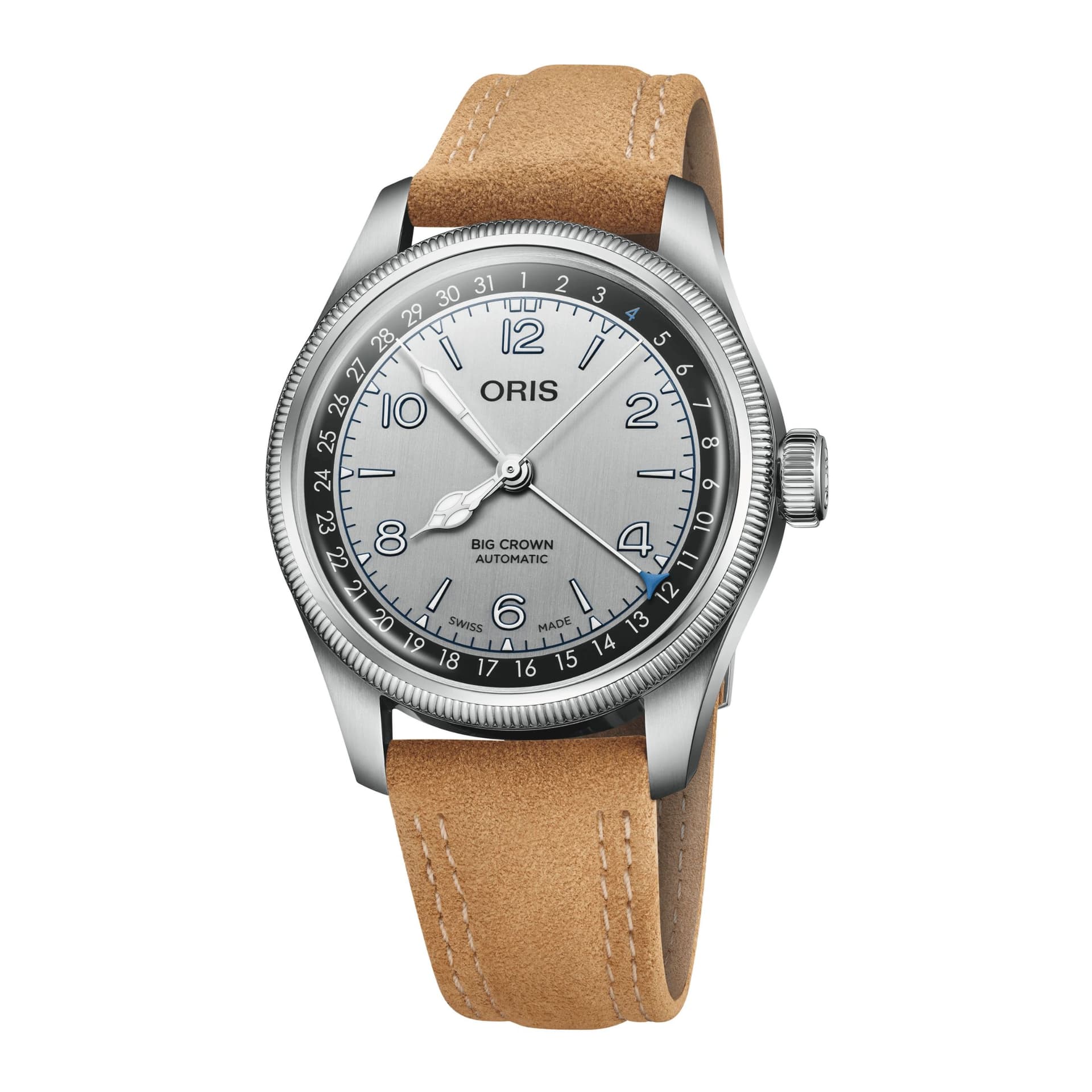Oris Montre Oris Big Crown Lou Gehrig automatique cadran argenté bracelet cuir 40 mm