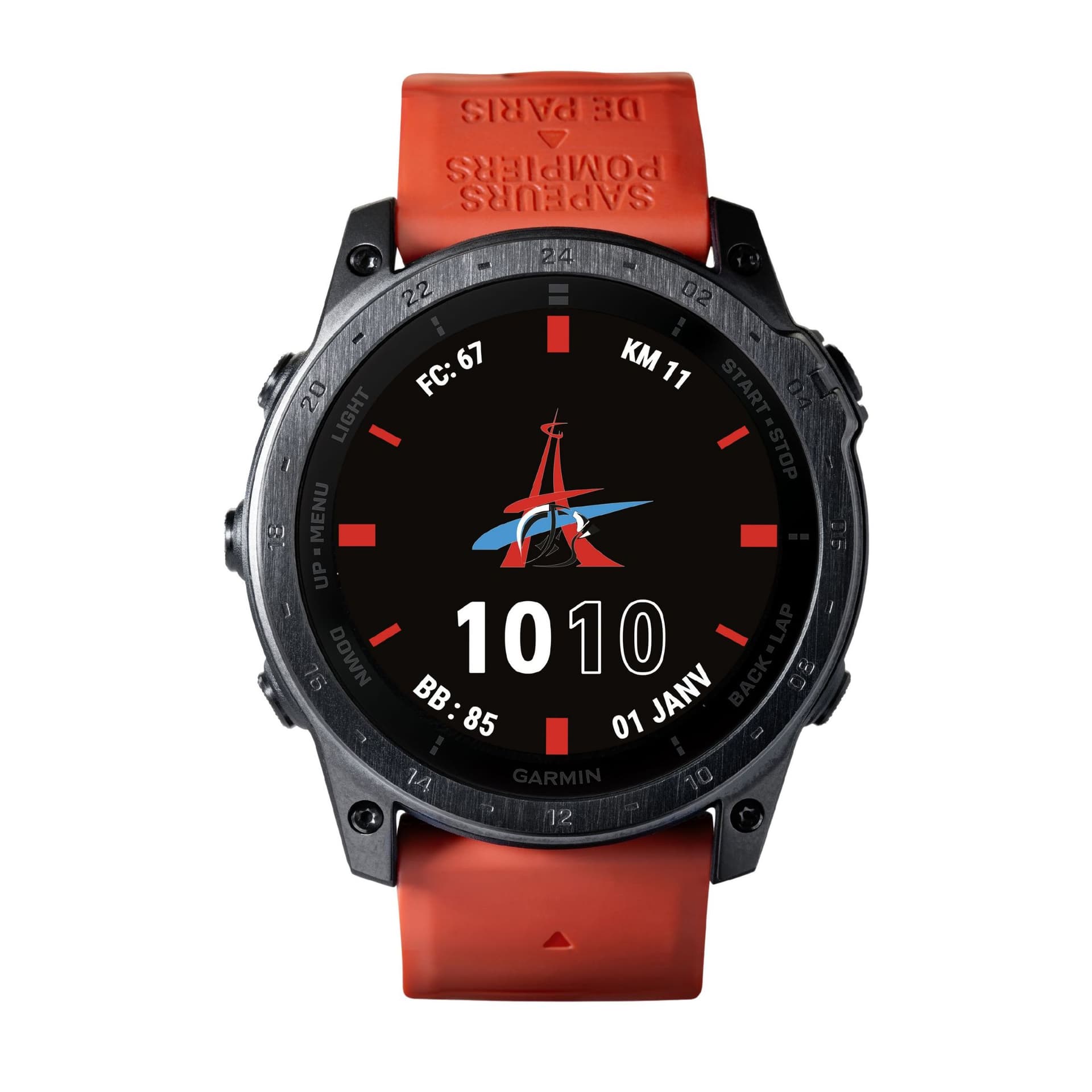 Garmin Montre Garmin Tactix 7 AMOLED Edition Brigade des Sapeurs-Pompiers de Paris bracelets nylon noir et silicone 51 mm