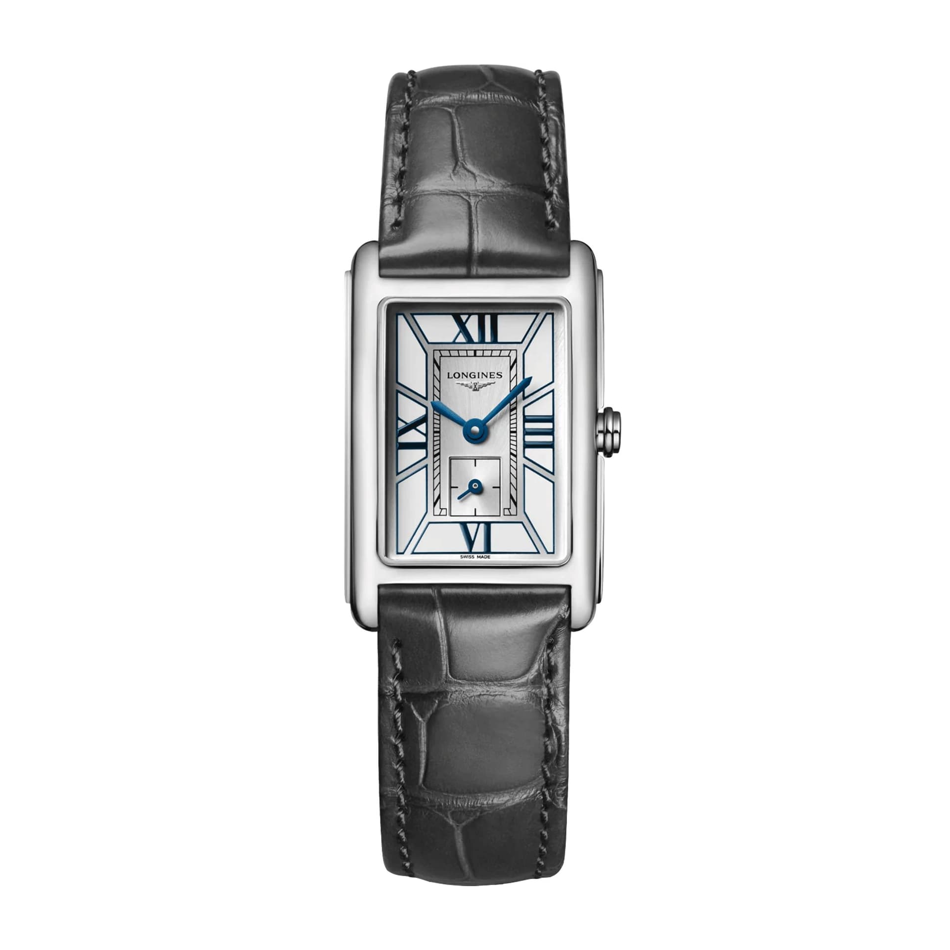 Longines Montre Longines DolceVita quartz cadran blanc bracelet cuir gris 20,80 x 32 mm