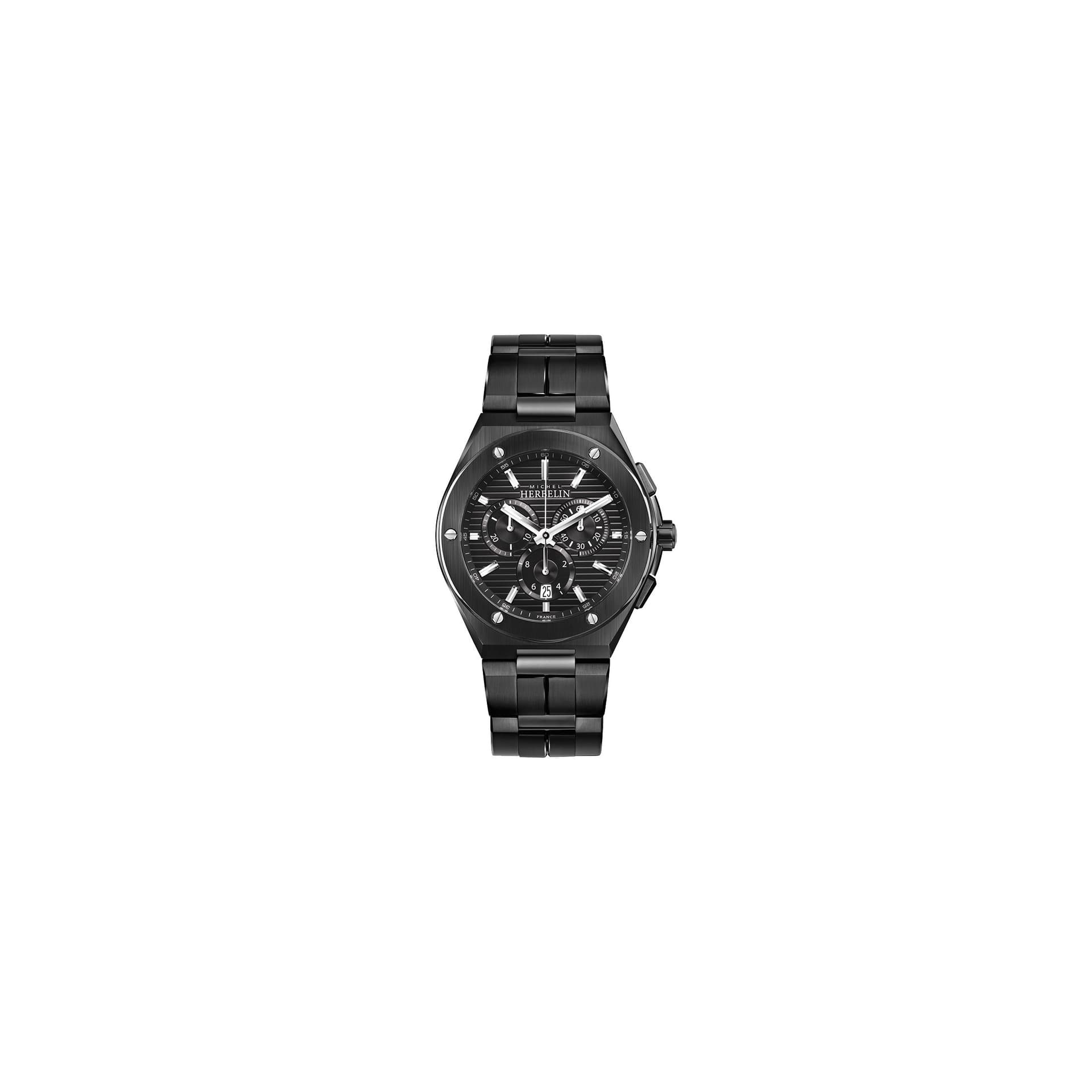 Michel Herbelin Montre Michel Herbelin Cap Camarat quartz cadran noir bracelet acier 42 mm
