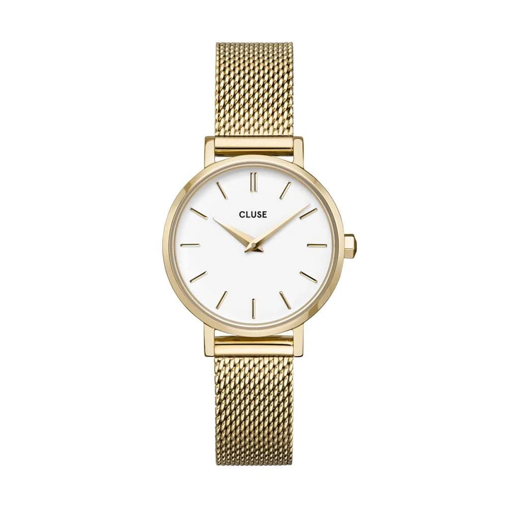 Cluse Boho Chic Petite Watch Mesh, White, Gold Colour