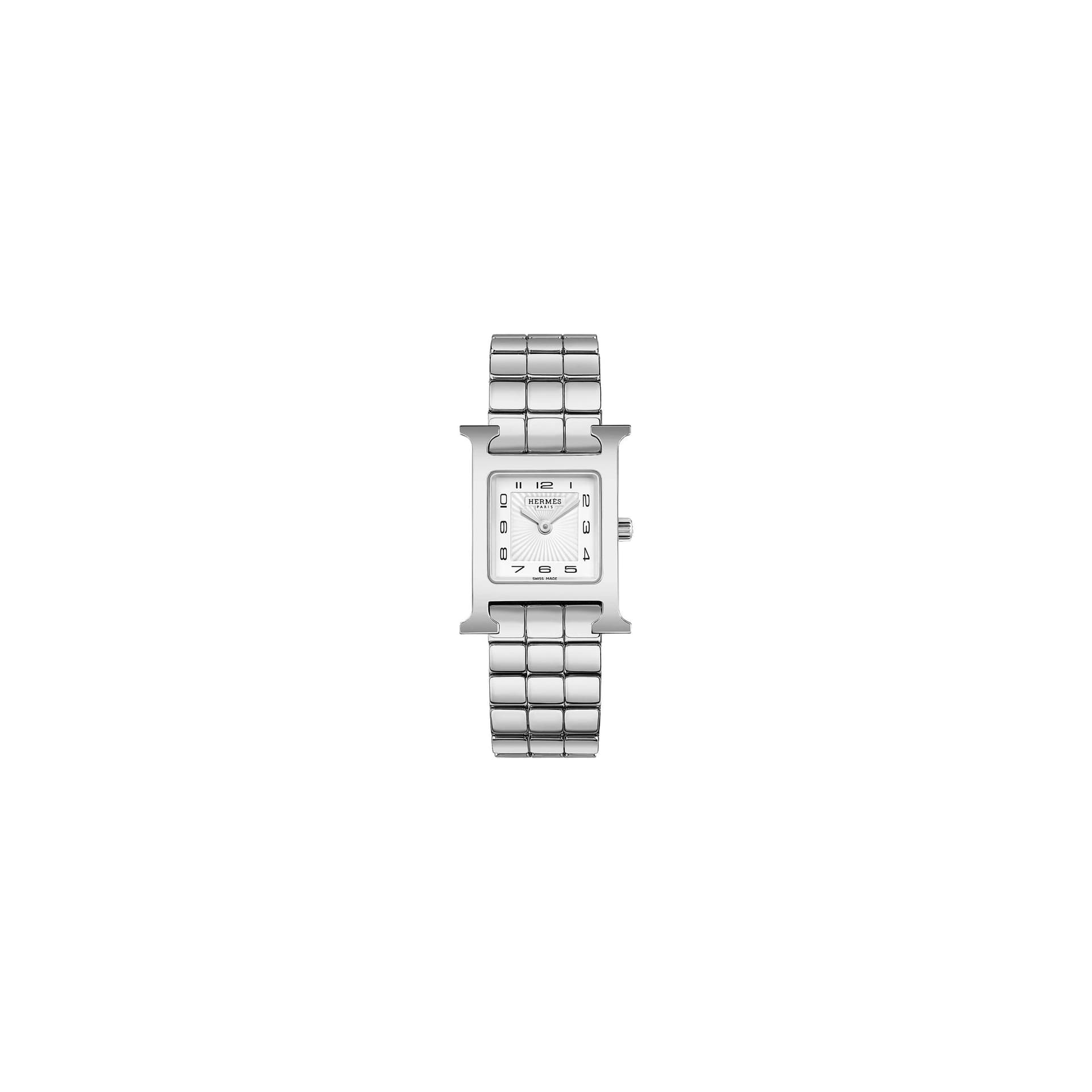 Hermès Montre HERMÈS Heure H Petit Modèle quartz cadran blanc bracelet acier 25 mm