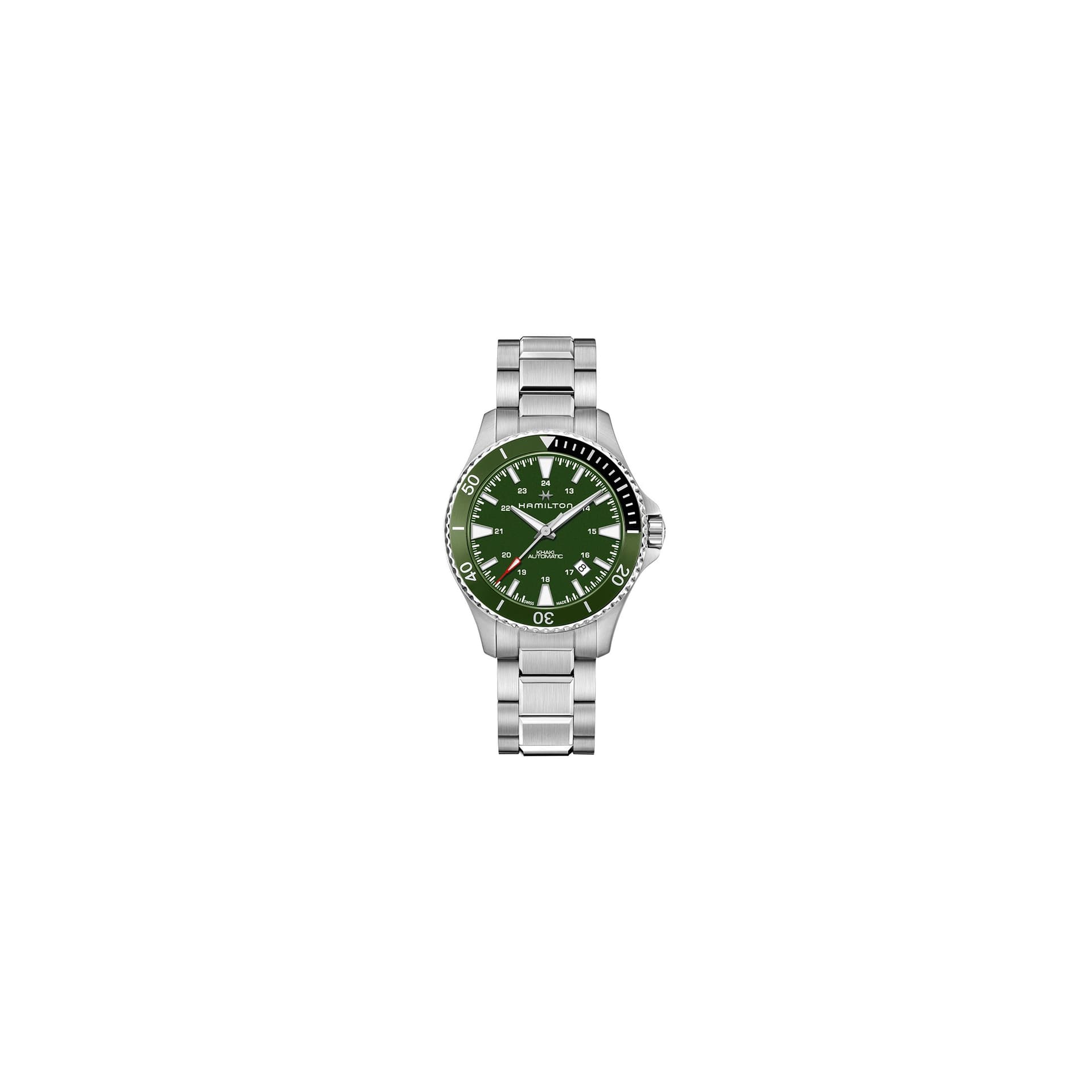 Hamilton Montre Hamilton Khaki Navy Scuba automatique cadran vert bracelet acier 40 mm