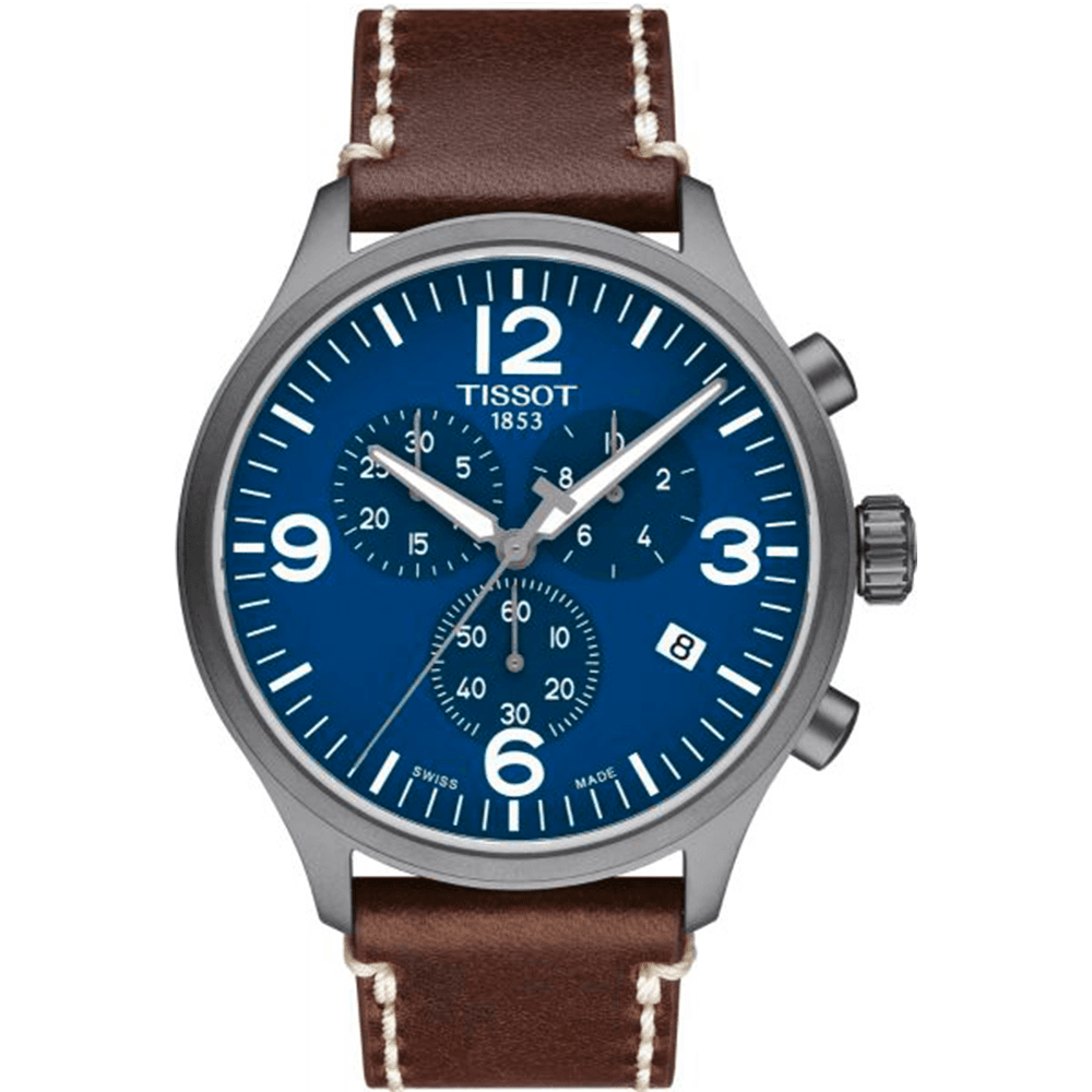 Tissot Montre en Cuir Marron — cadran bleu