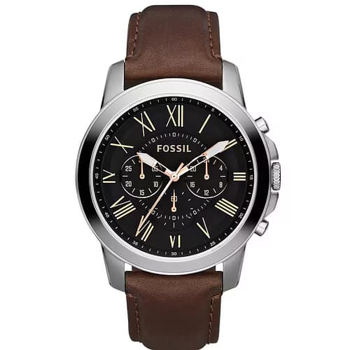 Fossil FS4813IE — cadran noir, bracelet marron
