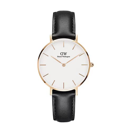 Daniel Wellington Montre Femme Daniel Wellington Petite en Cuir Noir