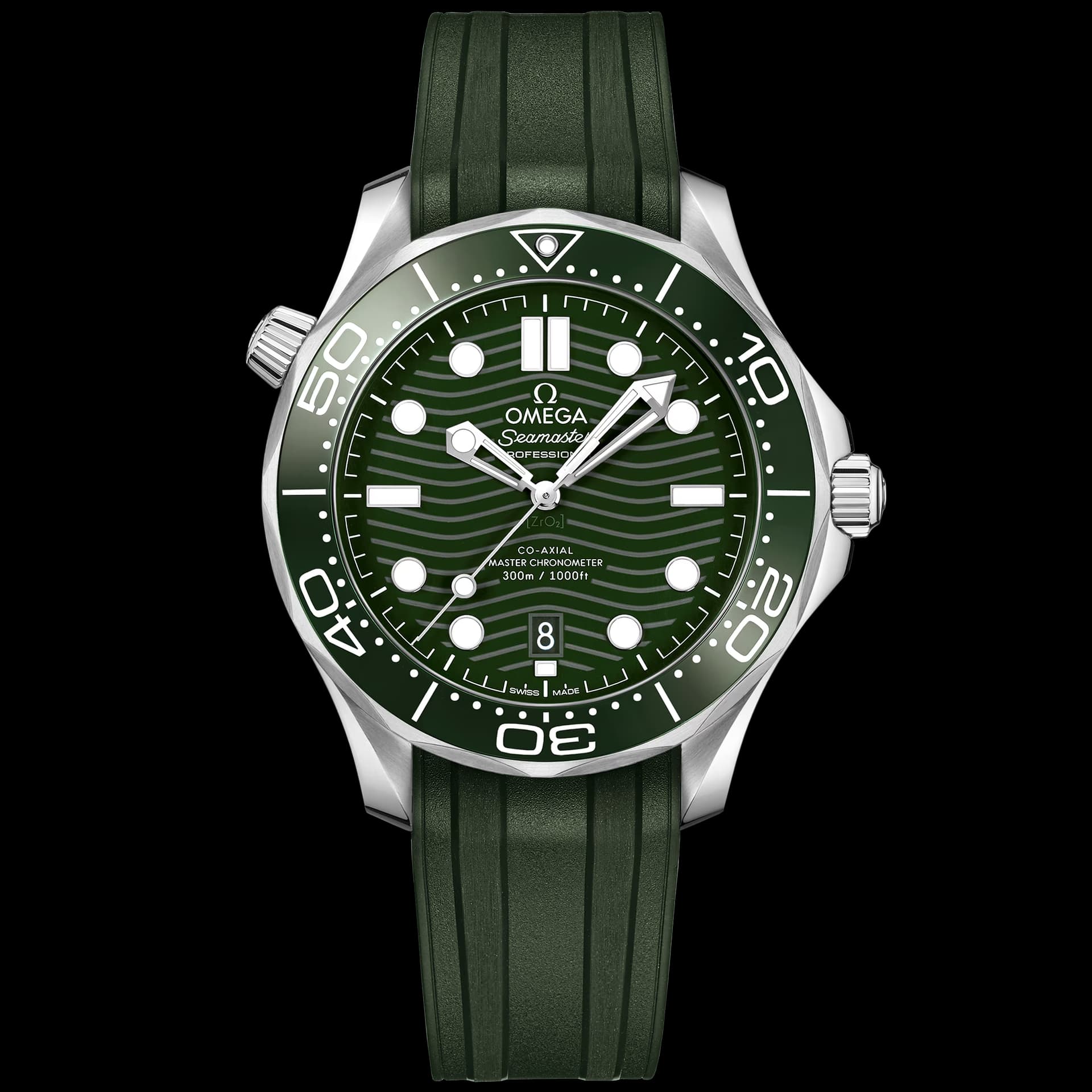 Omega Seamaster 42 mm, acier sur bracelet caoutchouc