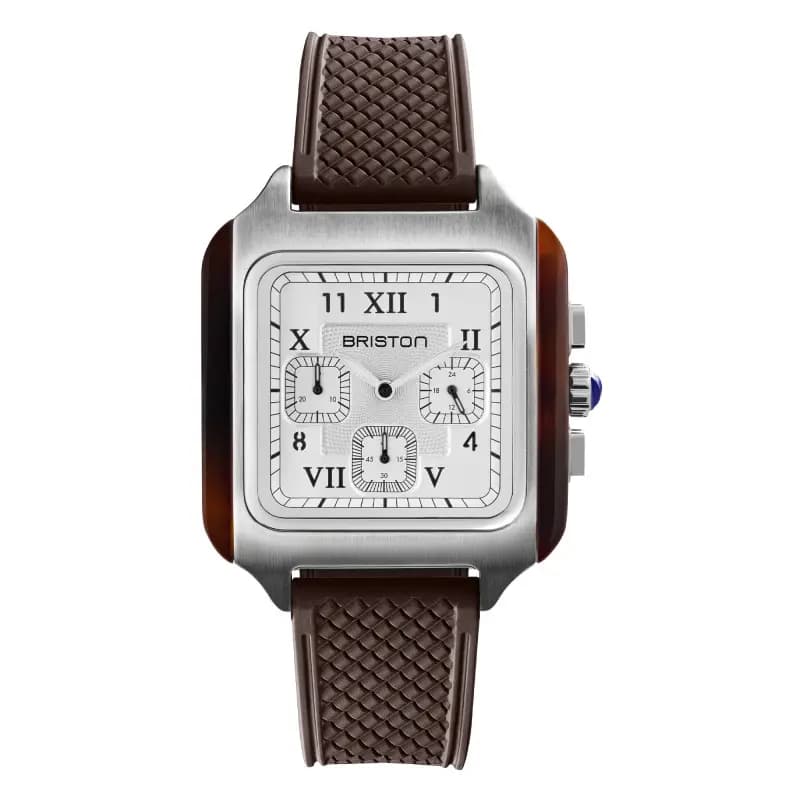 Briston Montre BRISTON Streamliner Kennedy Chrono Blanc Bracelet Caoutchouc