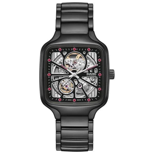 Rado Montre Rado True Square Open Heart X Ji Chang-wook Limited Edition Automatique Cadran Bracelet Noir