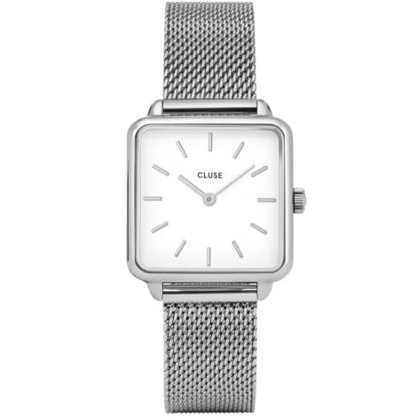 Cluse La Tétragone Watch Mesh, White, Silver Colour