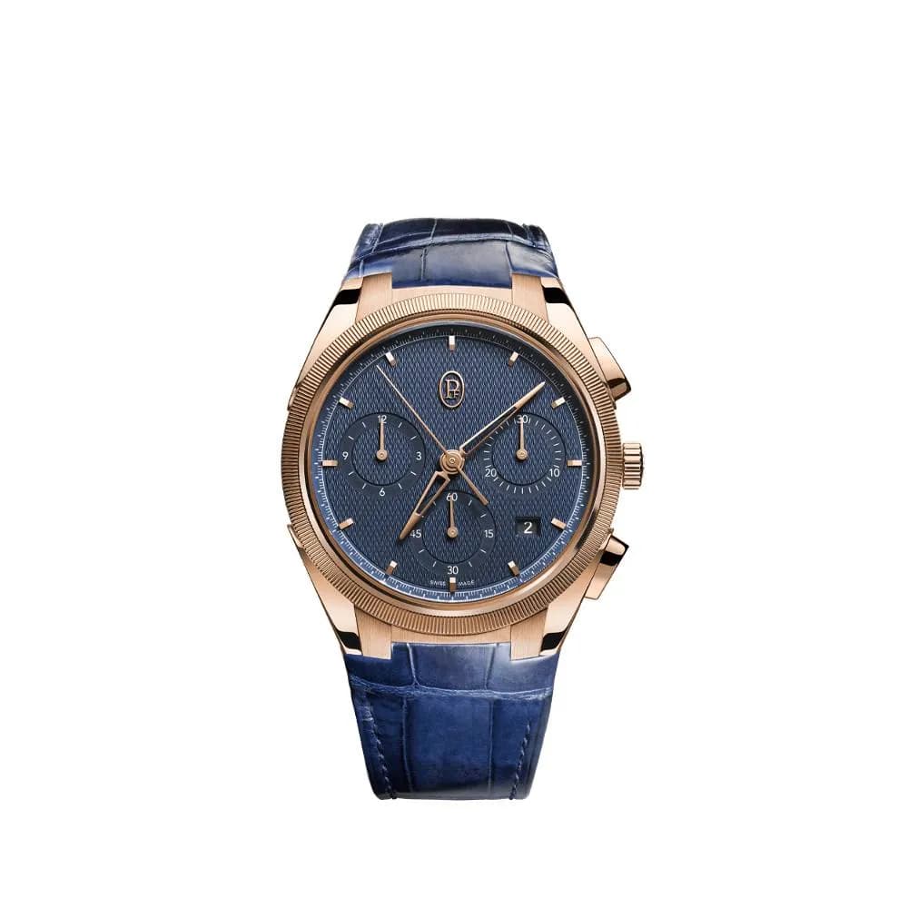 Parmigiani Fleurier Tonda Pf Chronograph Rose Gold Milano Blue Strap