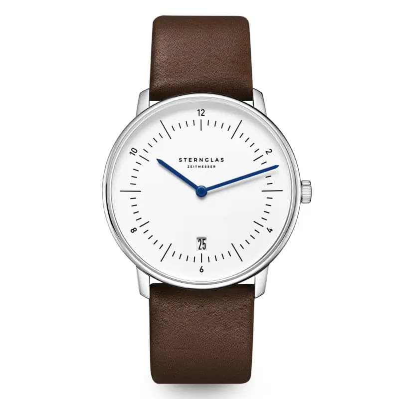 Sternglas Montre Naos White Silver Premium Dark Brown S01-NA44-PR04