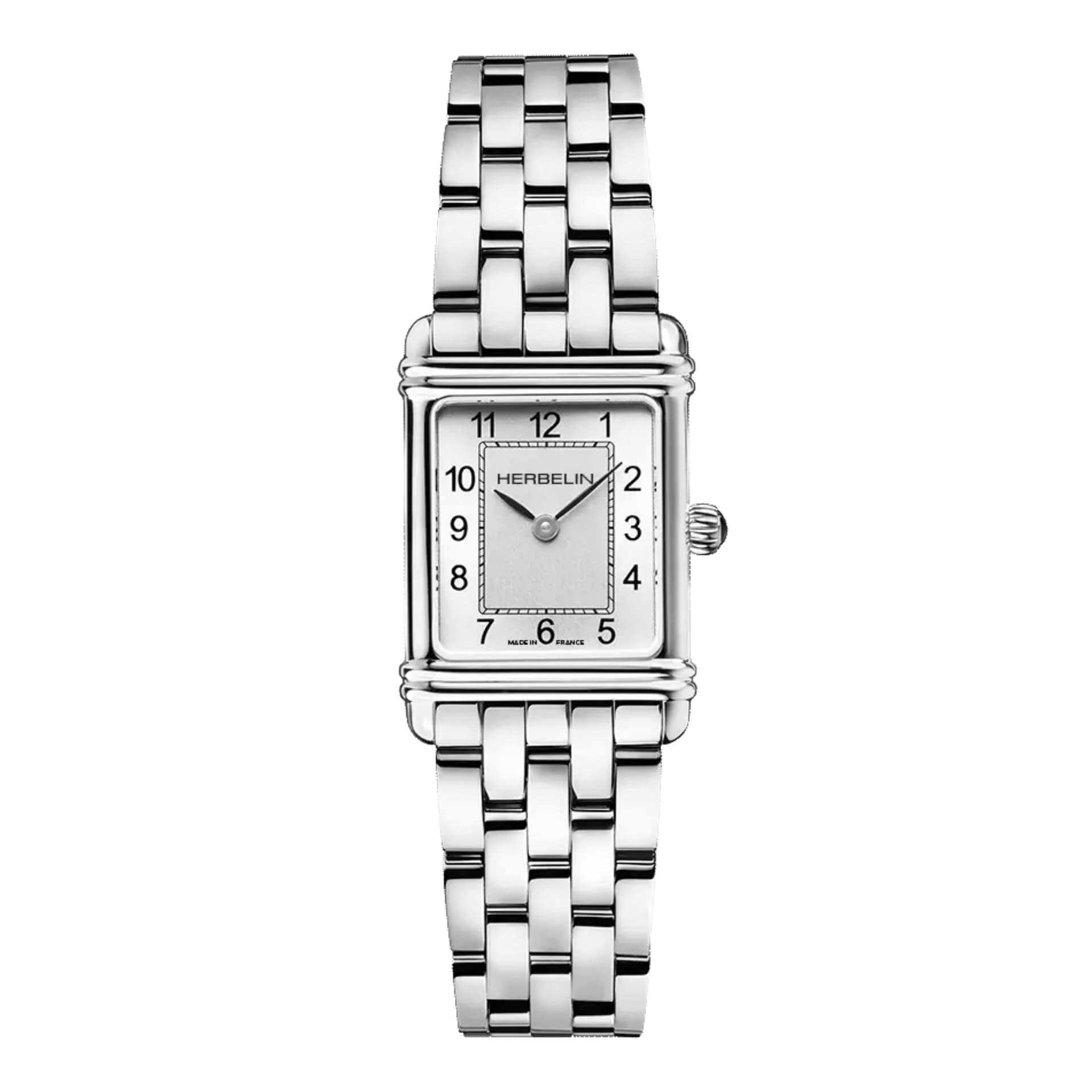 Michel Herbelin Montre Michel Herbelin Art Deco quartz cadran argent chiffres arabes bracelet acier 20,3 x 24,4 mm