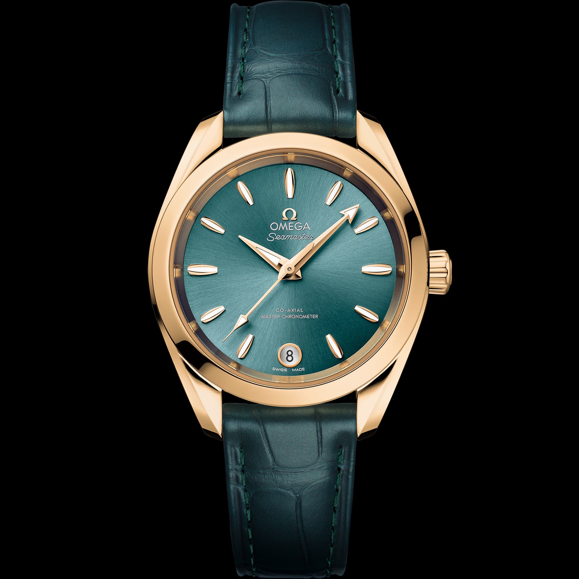 Omega Seamaster 34 mm, or Moonshine™ sur bracelet en cuir