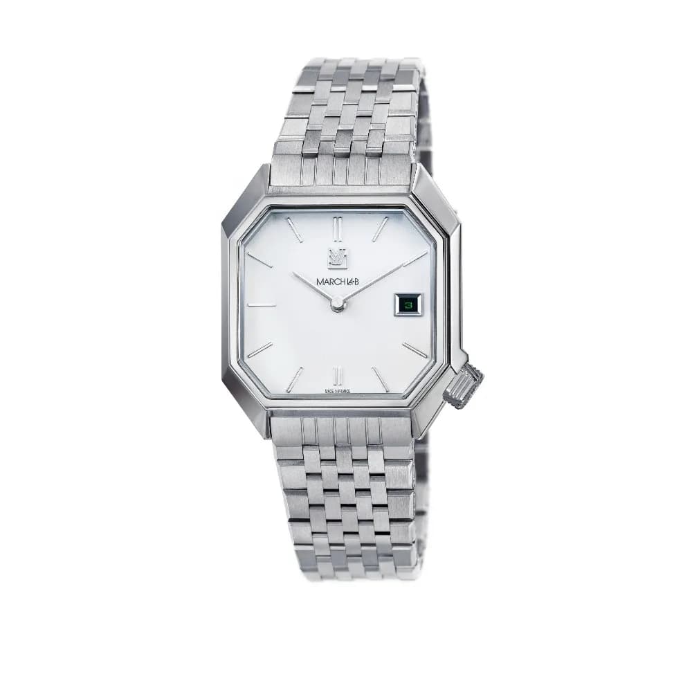 March LA.B Mansart Automatique - White Date - Acier 7 Maillons