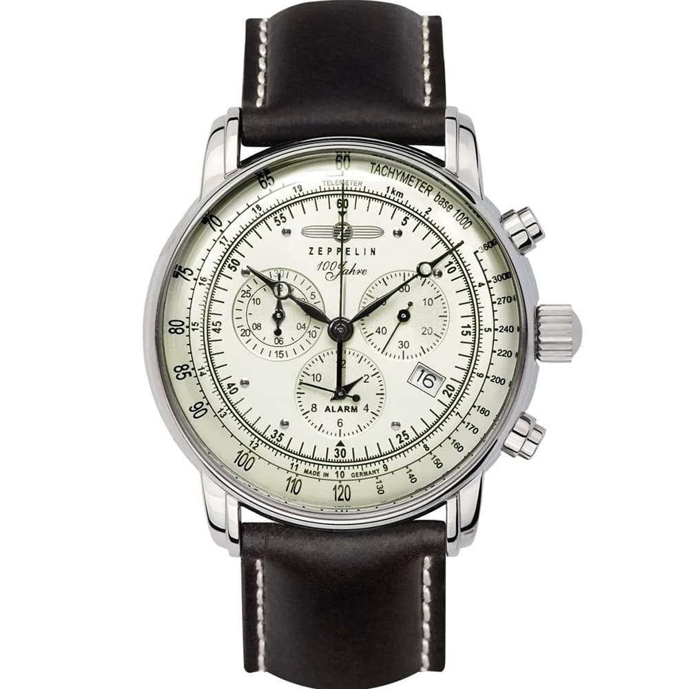 Zeppelin Montre Zeppelin Collection Jahre en Cuir Noir