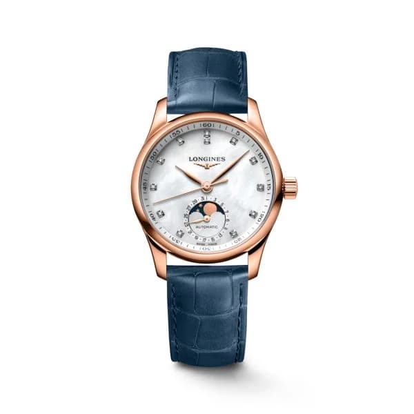 Longines Montre Longines Master Collection Moonphase 34mm Automatique Cadran Nacre blanche Bracelet Alligator
