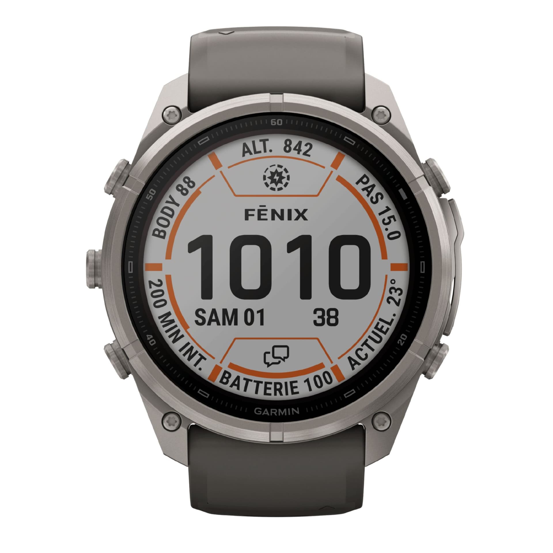 Garmin Montre Garmin Fēnix 9 Pro inReach Solar MIP Solar Power Sapphire Titane bracelet Pebble gray/silver gray silicone 51 mm