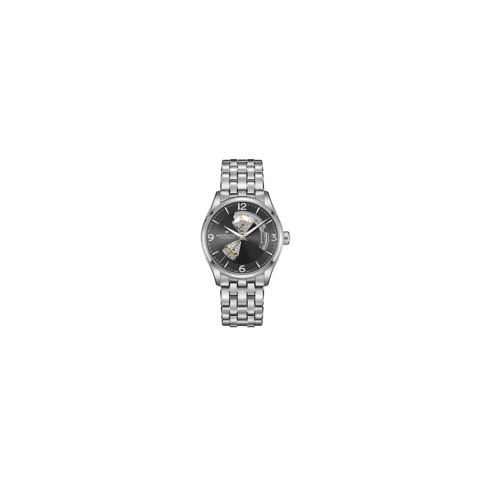 Hamilton Montre Hamilton Jazzmaster Open Heart automatique cadran anthracite bracelet acier 42 mm