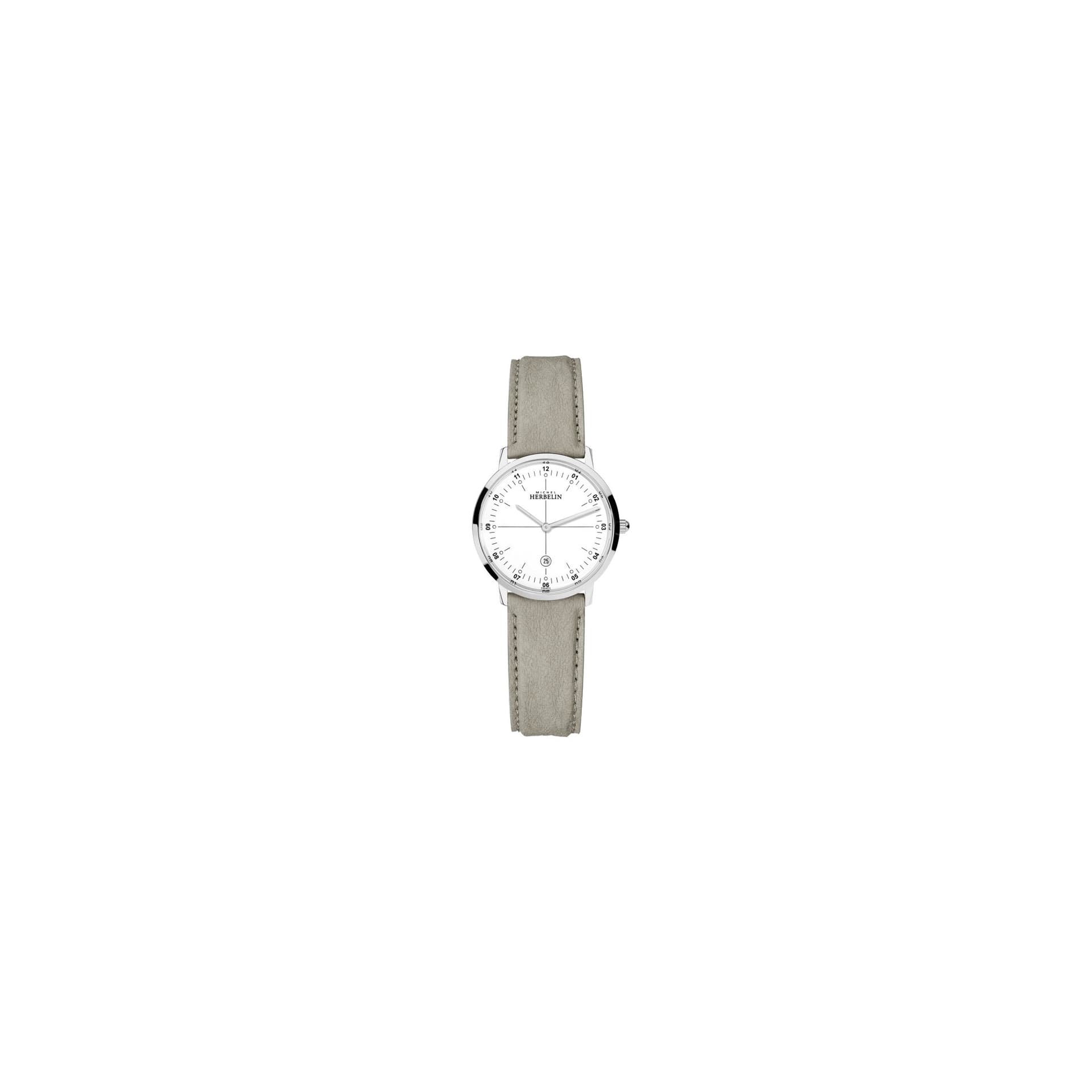 Michel Herbelin Montre Michel Herbelin City Vegan quartz cadran blanc bracelet végétal beige 30,5 mm