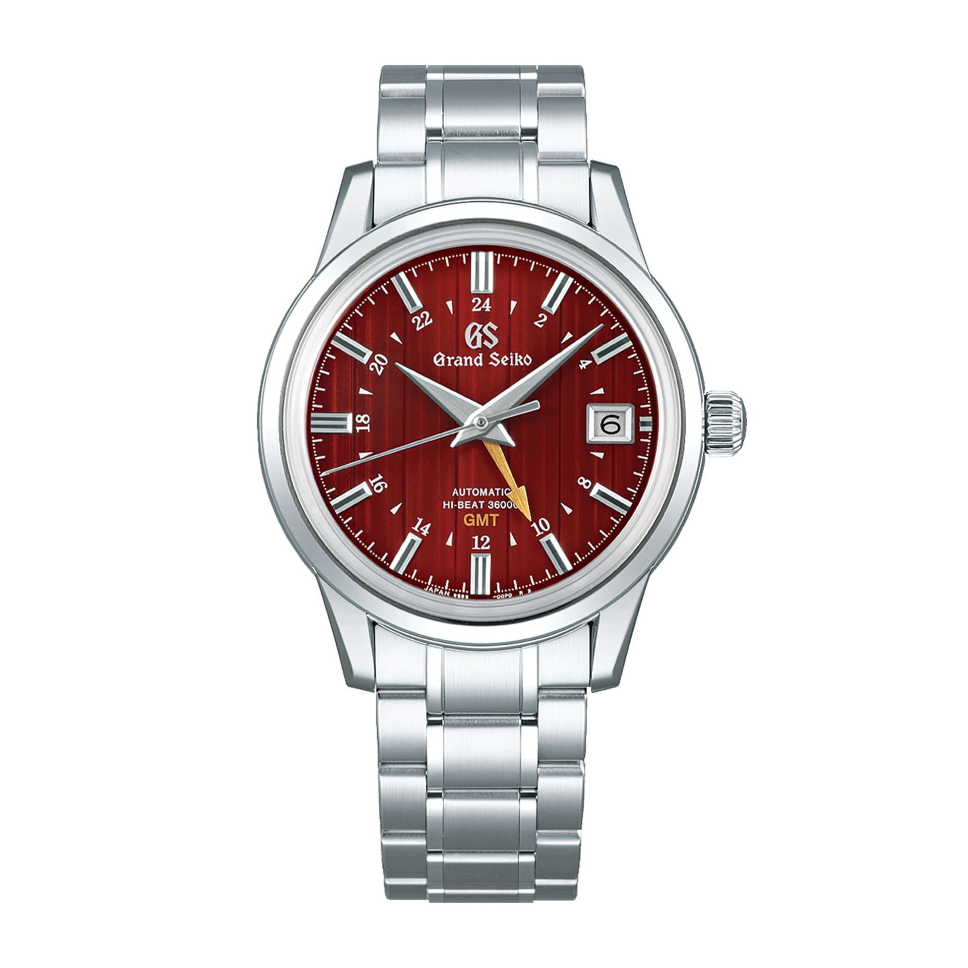 Grand Seiko Montre Grand Seiko Elegance Hi-Beat 36000 GMT "Yuka Momiji" cadran rouge bracelet acier 39,5 mm