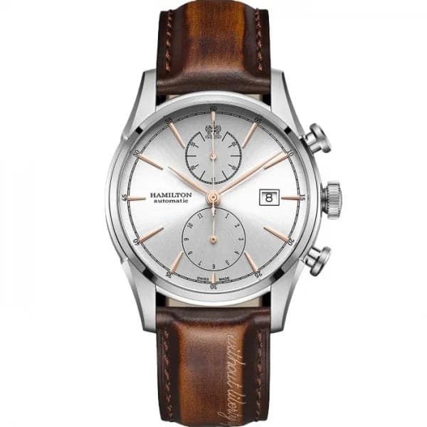 Hamilton Montre Hamilton American Classic Spirit Liberty Automatique Cadran Argent Bracelet Cuir 42 mm
