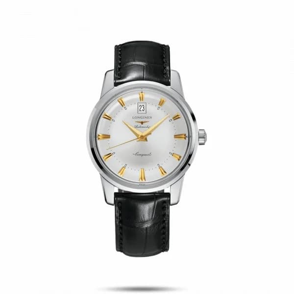Longines Montre Longines Conquest Heritage Auto Cadran Argenté Bracelet Cuir