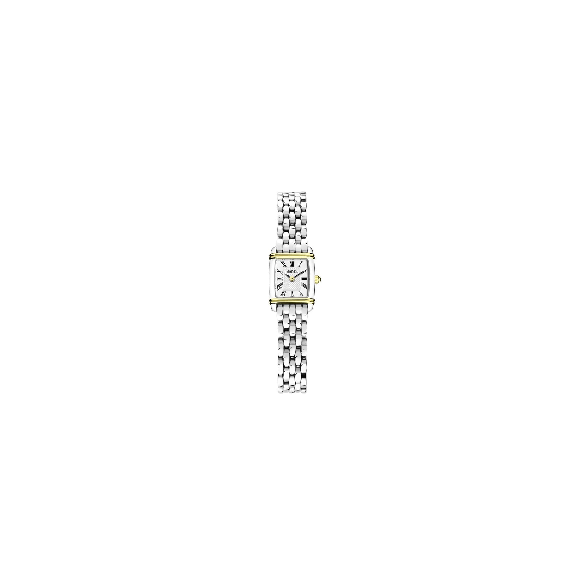 Michel Herbelin Montre Michel Herbelin Art Déco quartz bicolore cadran blanc chiffres romains bracelet acier