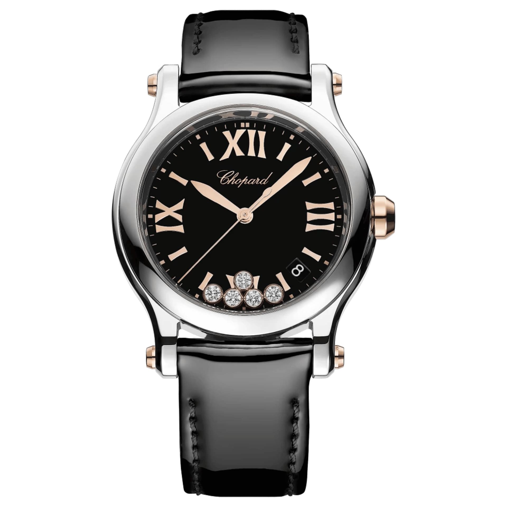 Chopard Montre Chopard Happy Sport quartz cadran noir bracelet cuir noir 36 mm
